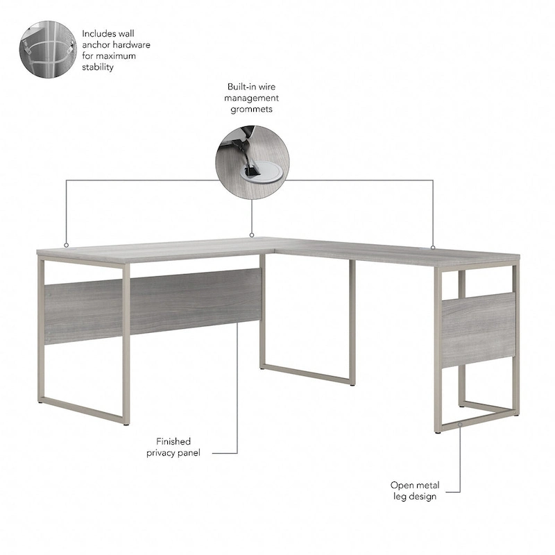 Hybrid 60W x 30D L Shaped Table Desk by Bush Business Furniture