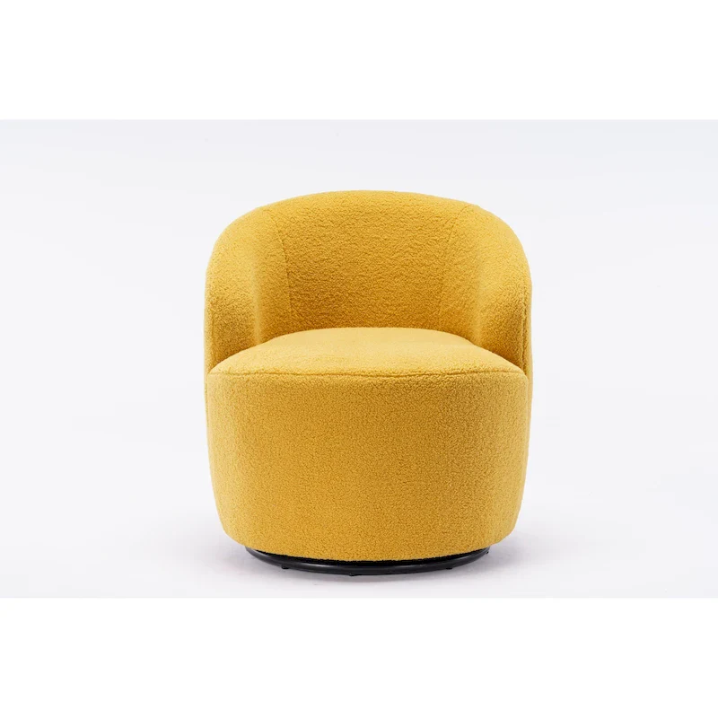 360° Swivel Barrel Accent Chair – Soft Teddy Fabric, Ergonomic Backrest