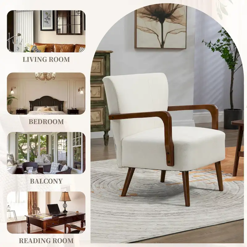 Modern chairs in the living room, wooden frame armchairs