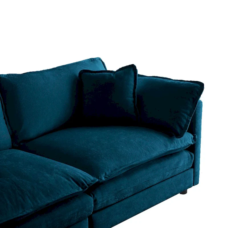 5-Piece Modular Chenille Upholstered L-Shaped Sectional Sofa with Ottoman