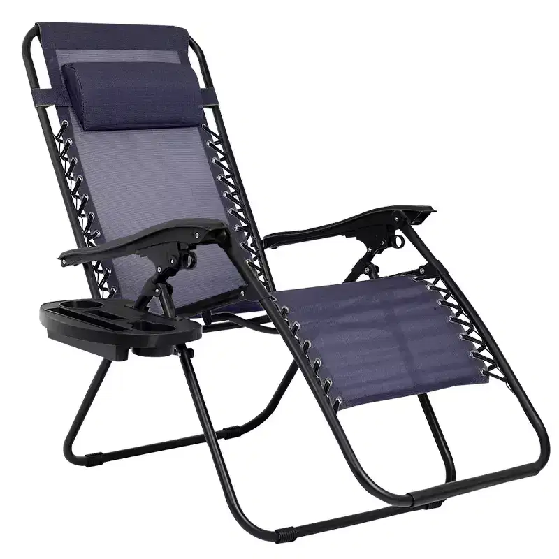 FDW Foldable Zero Gravity Chair Lounge Patio Chaise with Cup Holder Tray