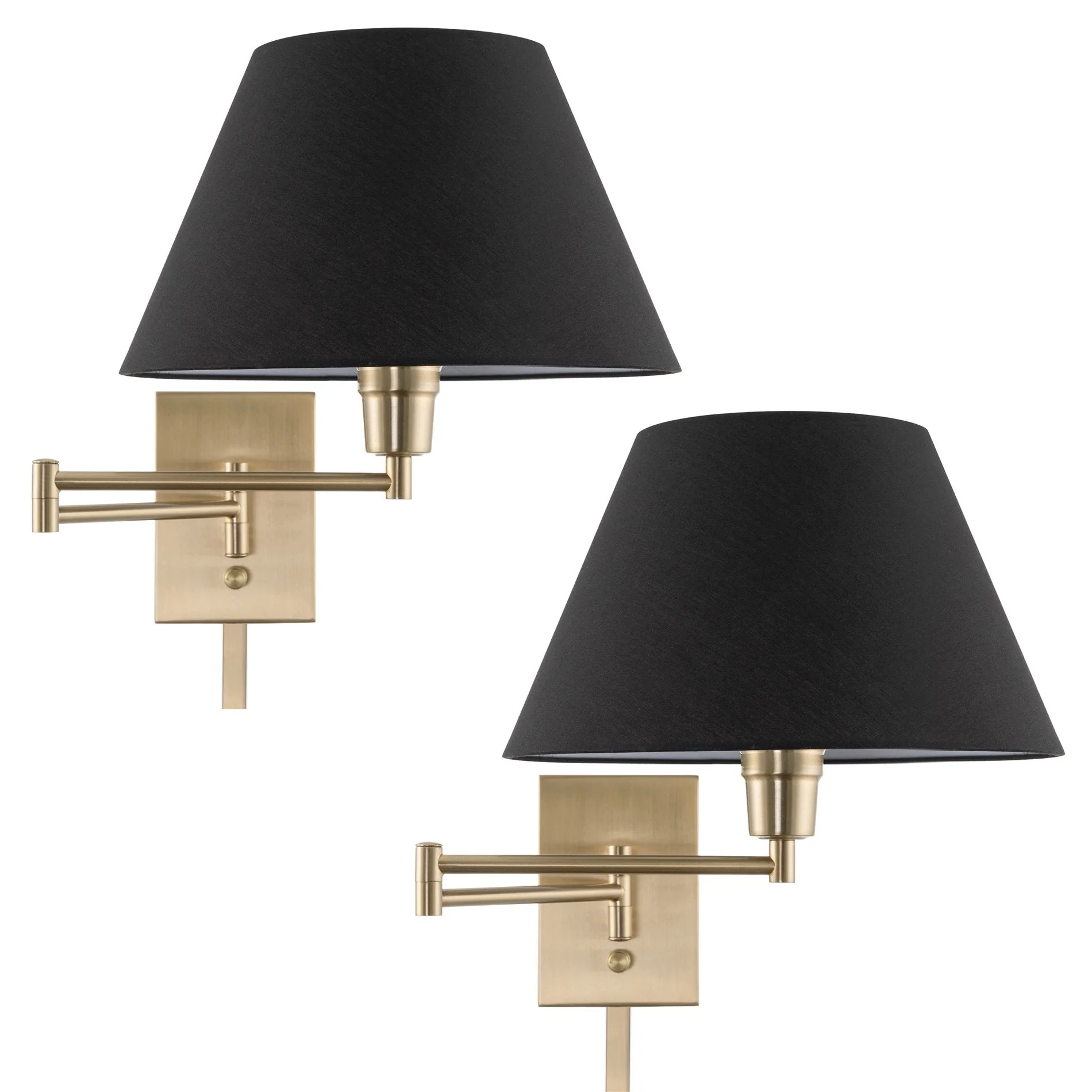 Cambridge 15 Modern Swing Arm Wall Lamp - Plug In/Wall Mount, 2-Pack