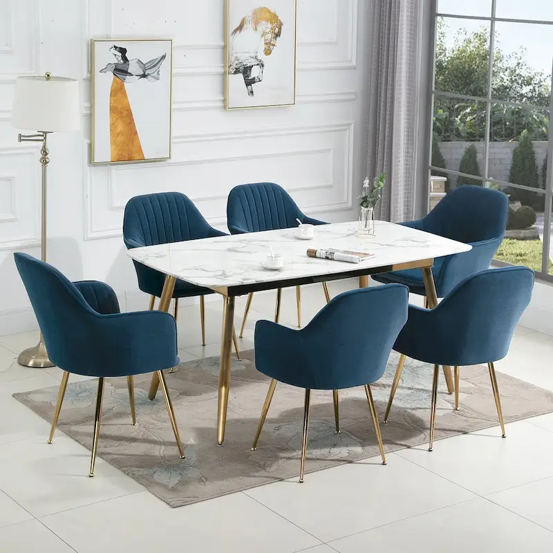 Upholstered Dining Chair (Set of 6) Velvet Accent Arm Chair