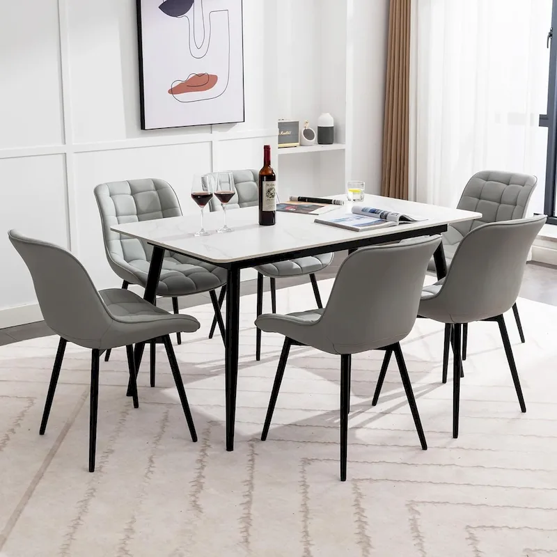 XINMICS Modern Upholstered Faux Leather Dining Chairs Set of 2