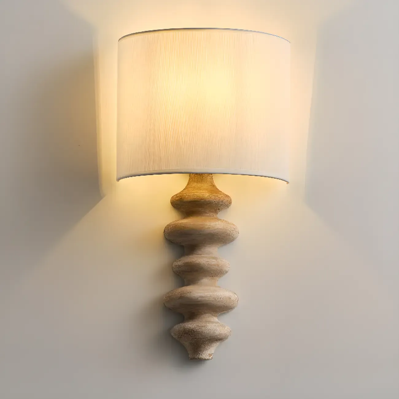 21H Modern Geometric Wooden Wall Sconce with Fabric Shade
