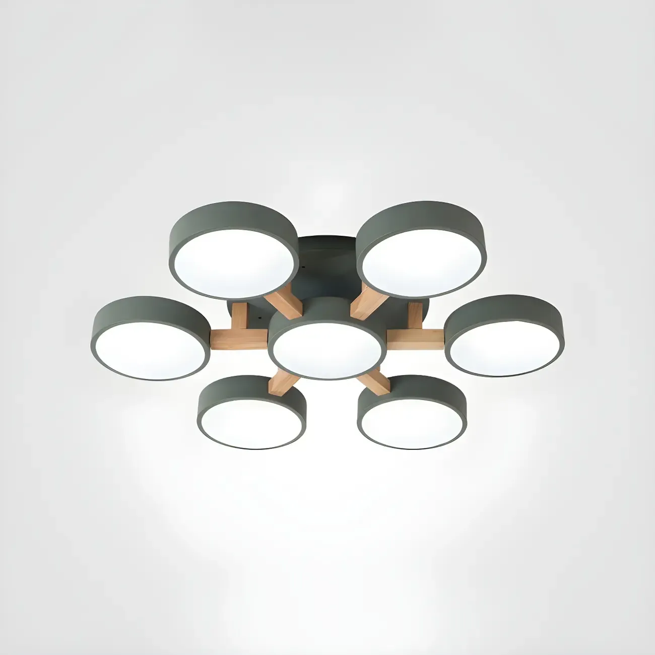 Green Drum Shade Semi Flush Ceiling Light 3-Gear Dimming