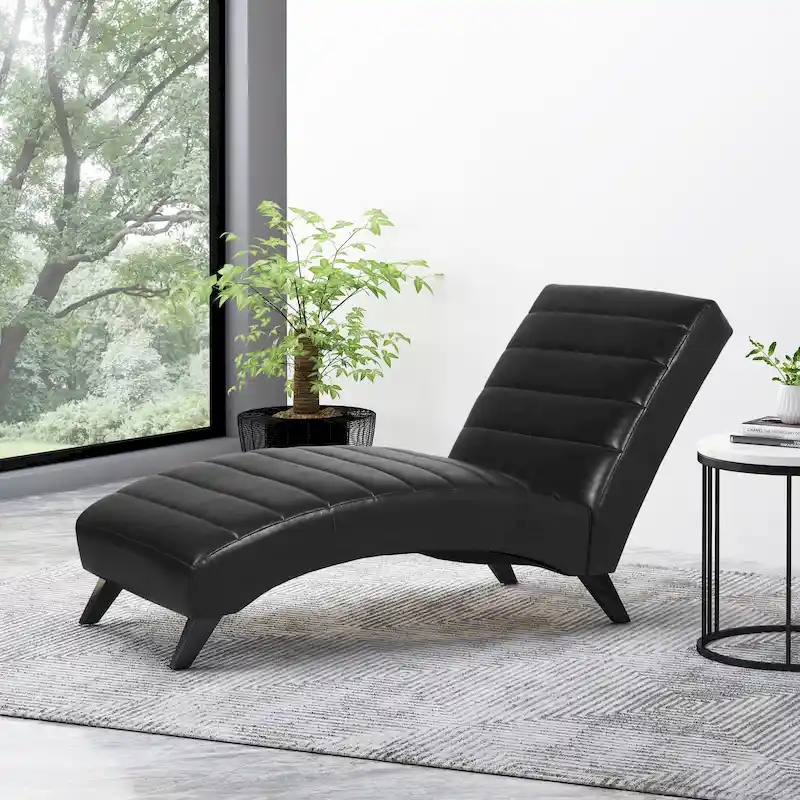 Indoor Upholstered Channel Stitch Chaise Lounge