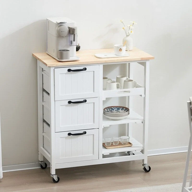 Three Drawers Three Layers Spray Paint Dining Car Kitchen Carts