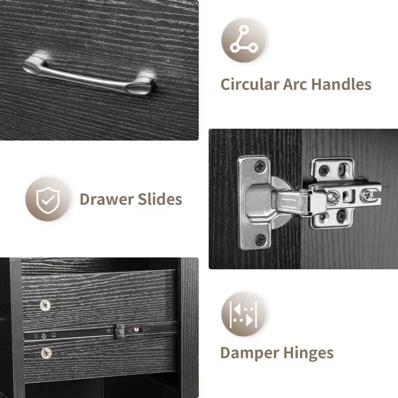 Embossed Particle Board Tempered Glass 55 W Manicure Table