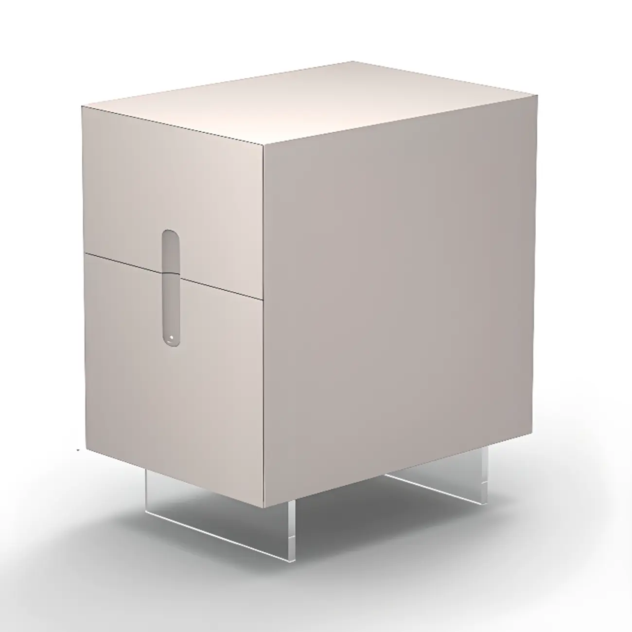 Modern White Wood Clear Base 2-Drawer Nightstand