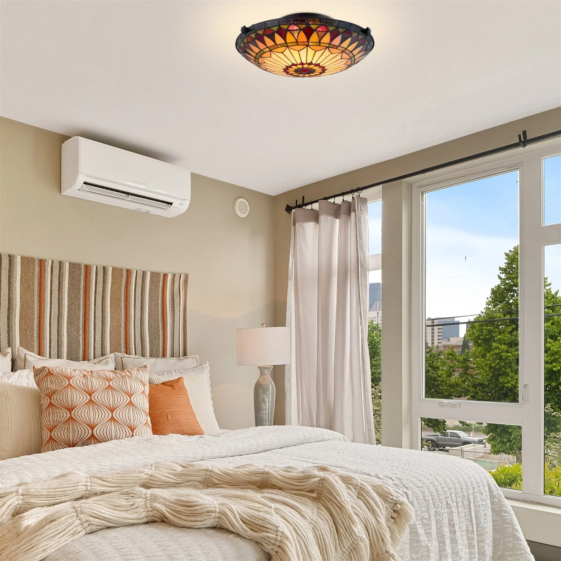 Mateo 16 2-Light Tiffany Glass Flush Mount Ceiling Light