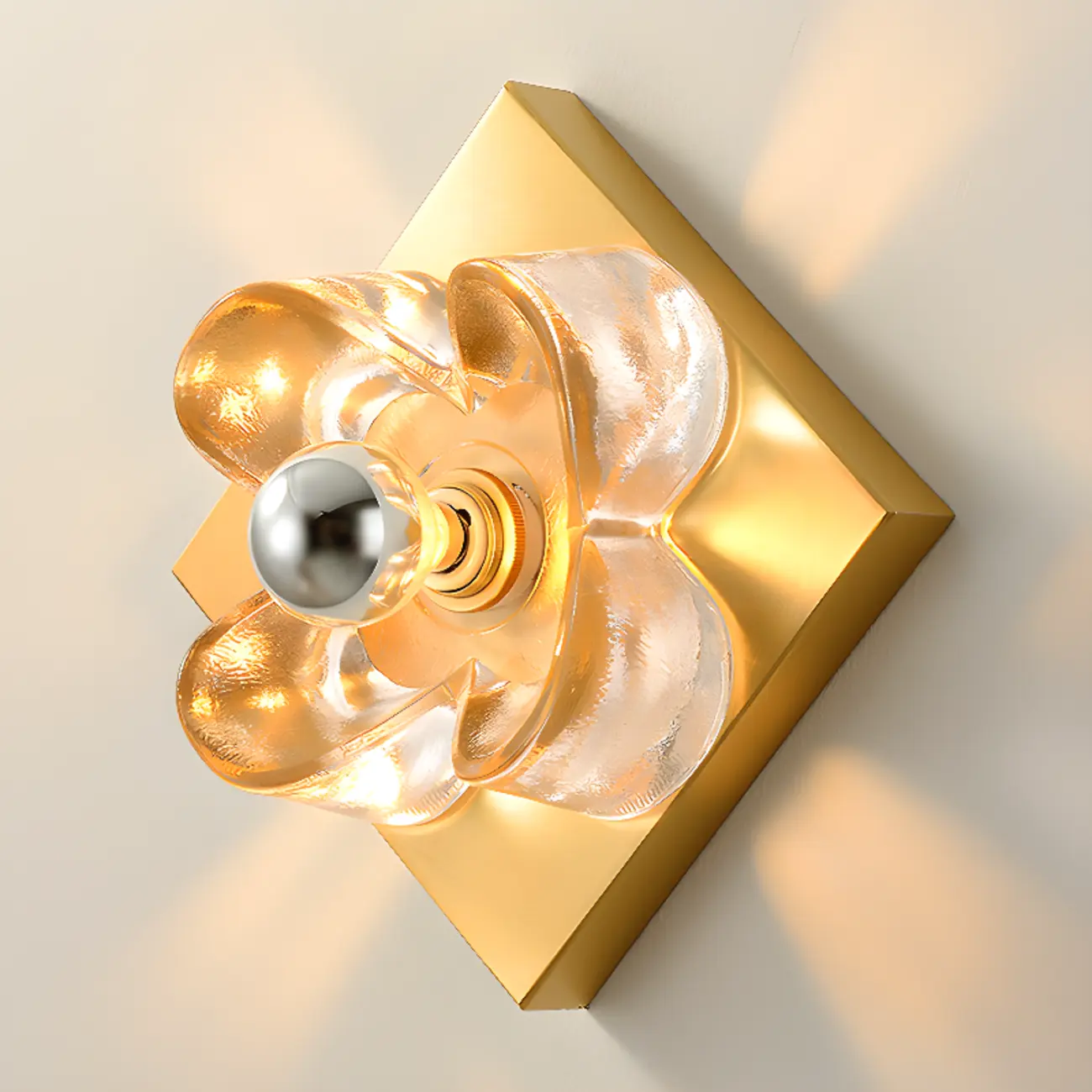 Mini Floral Glass Gold Wall Vanity Light