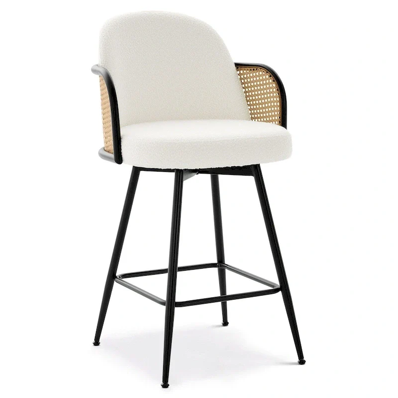 26-Inch Fabric Upholstered Swivel Counter Height Bar Stools - 38.2 H x 21.5 W x 23.2 D