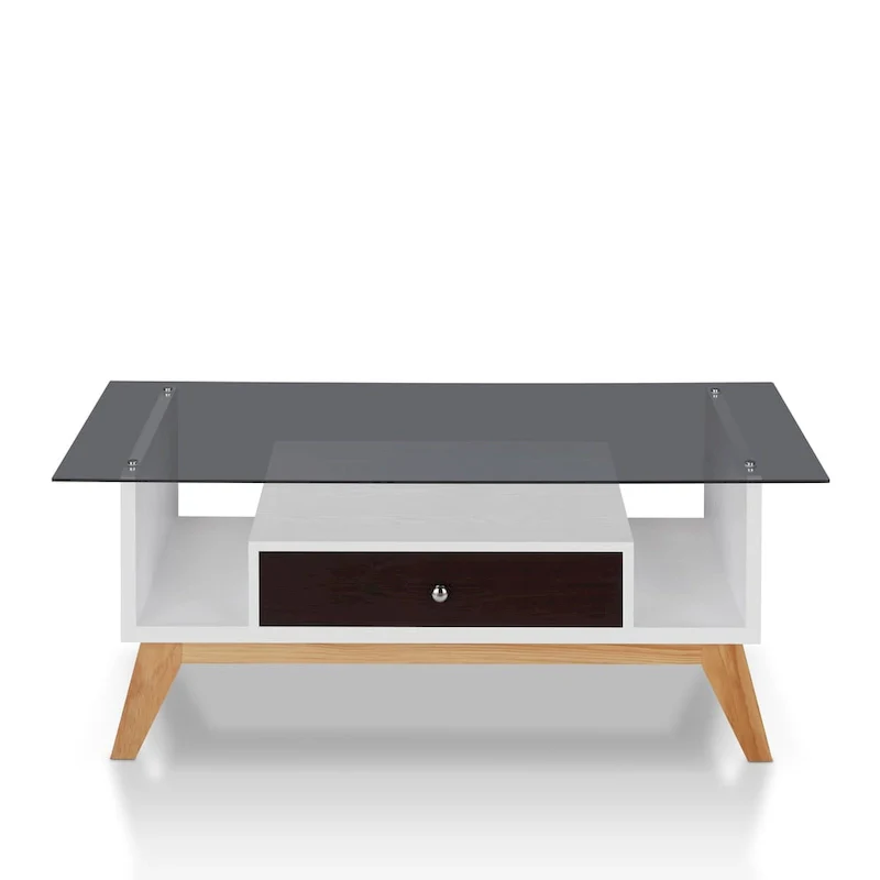 Tevi Modern 47-inch Glass Top 1-Shelf Coffee Table by Furniture of America