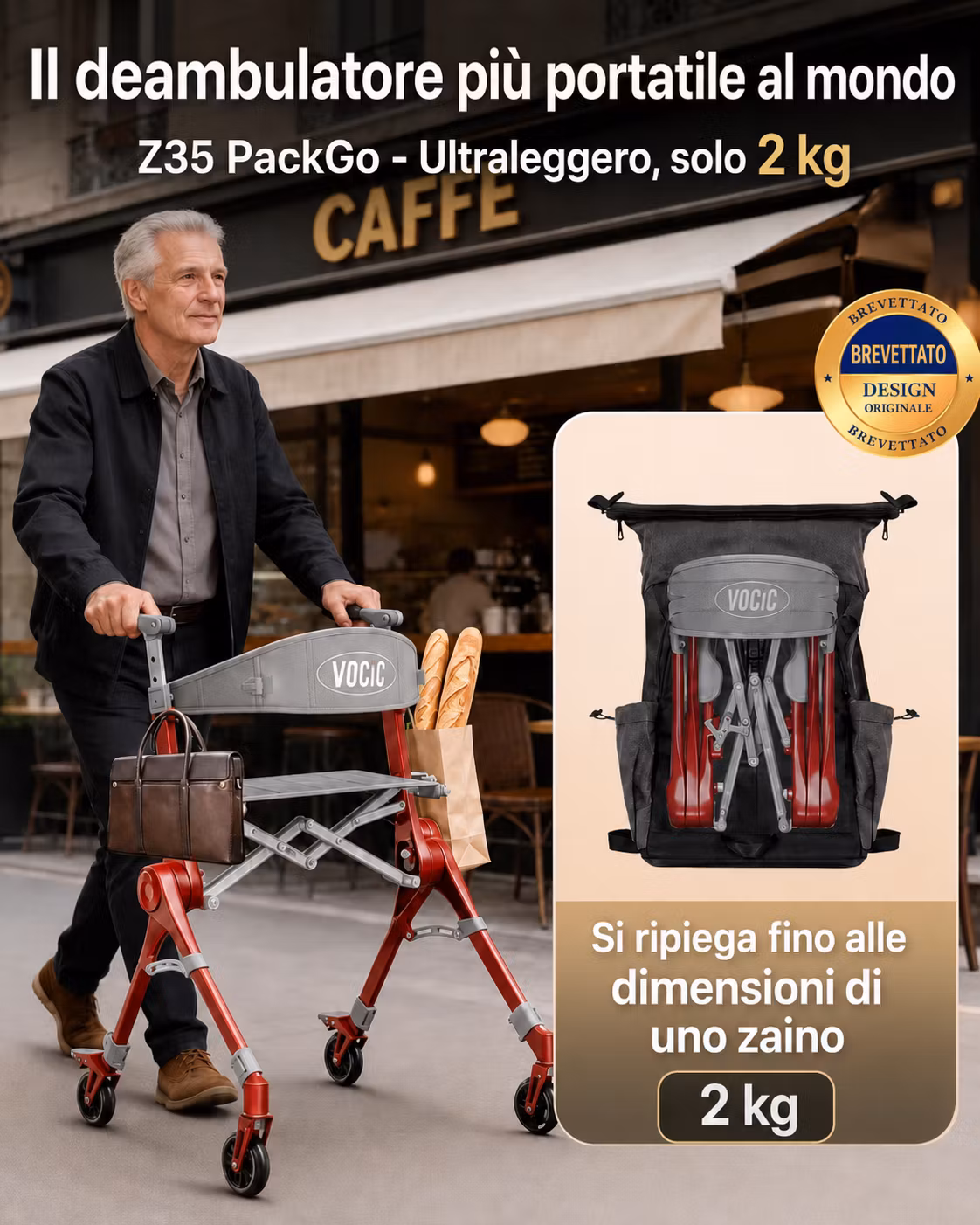Rollator pieghevole ultraleggero per adulti