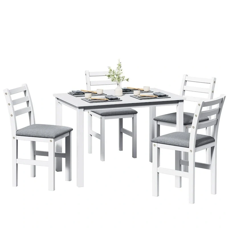 5 PCS Pub Sets Stylish Dining Table Set with 4 Upholstered Chairs