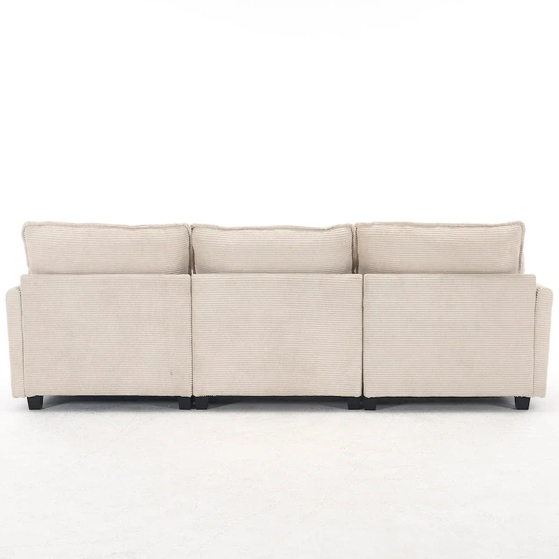 102  Velvet U-Shaped Sectional Sofa with Ottoman & Lumbar Pillows