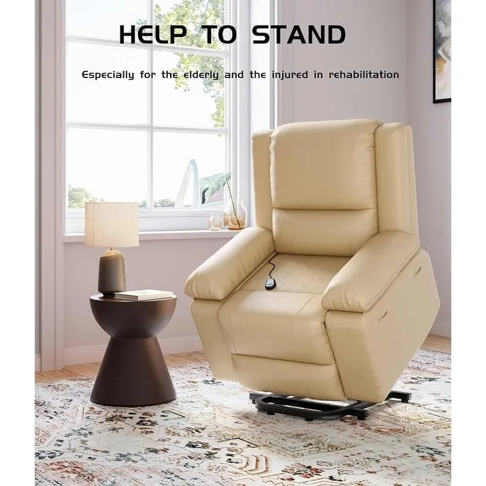 Leather Power Lift Recliner with Heat & Massage