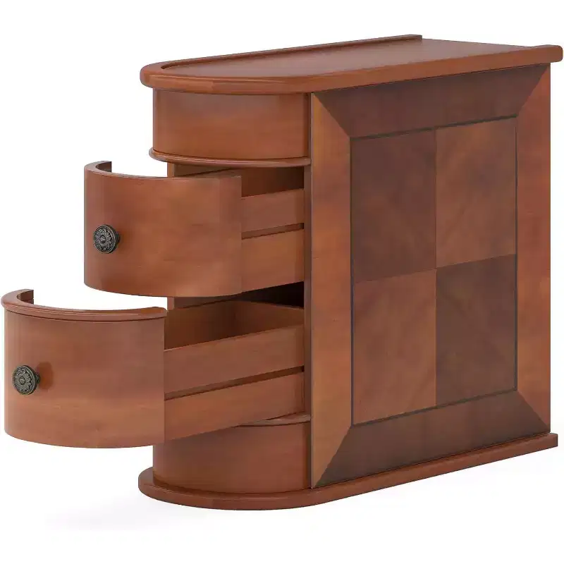 Lantine Slim Sofa Side Table with Storage, Vintage Wood Chairside Narrow End Tables with 2 Drawers