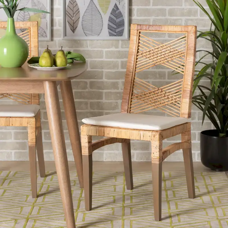 Poltak Modern Bohemian Natural Brown Rattan Dining Chair