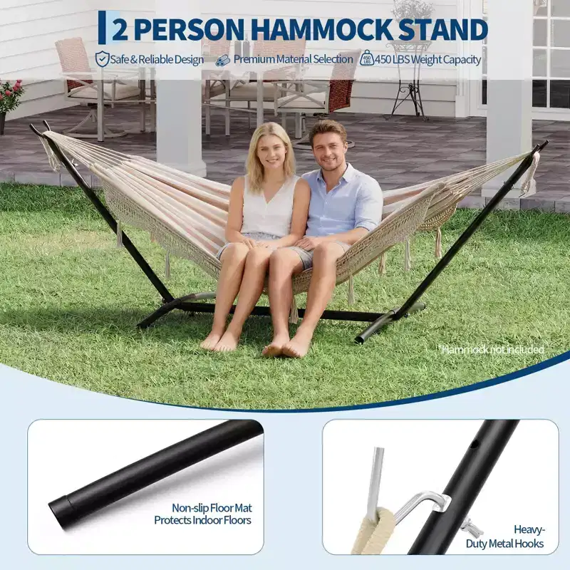 9FT Hammock Stand, Heavy Duty Adjustable Steel Hammock, 450-Pound Capacity, Weather Resistant and Easy to Assemble