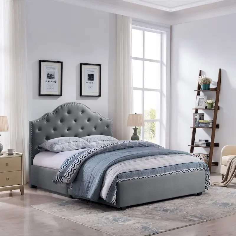 Cordeaux Queen-size Tufted Upholstered Bed by Christopher Knight Home