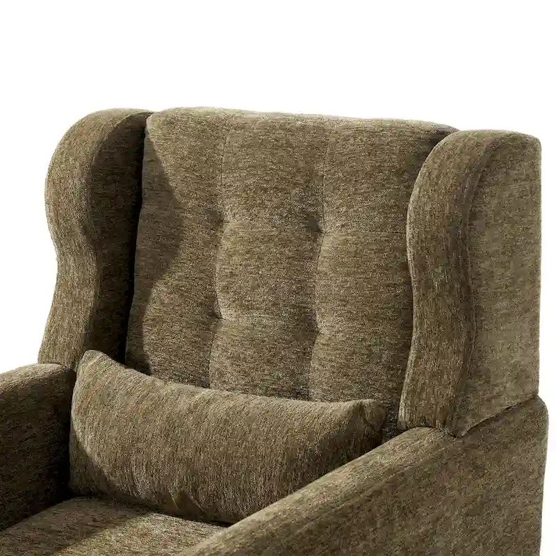 Olive Green 24.21  Button Tufted Arm Chair with Wood Legs