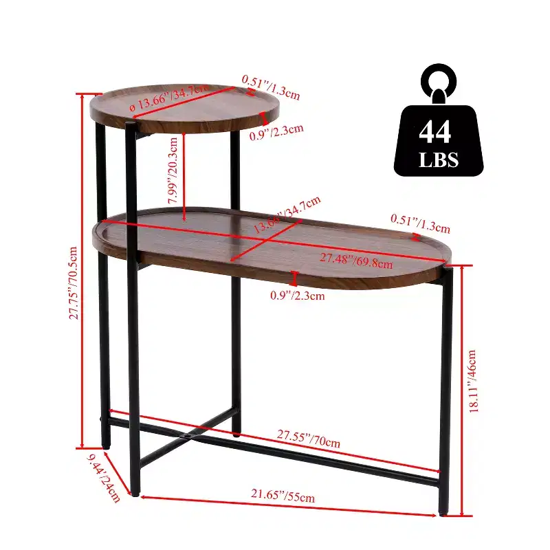 JVNOXK Small Coffee Tables 2-tier Modern Sofa Side Table with Wood Storage Shelf Living Room End Tables Nightstands (Walnut Brown)