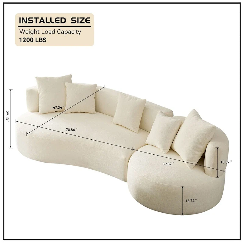 Modern 2 in 1 Sectional Curved Rotatable Sofa Couch, Swivel 360 Comfy 4-Seat Upholstered Sofa