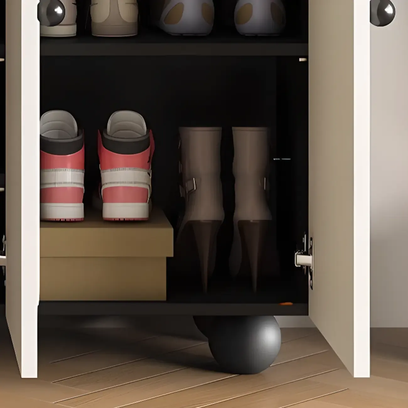 Chic Adjustable Shelves Wood Shoe Cabinet in White/Black