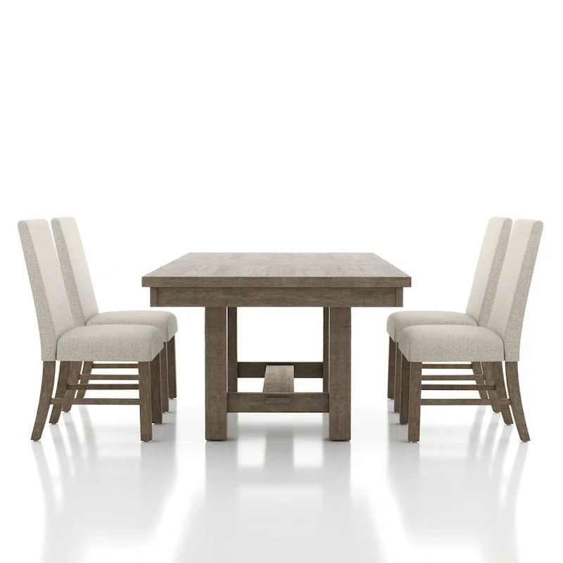 Rustic Grey Wood 5-Piece Dining Table Set by