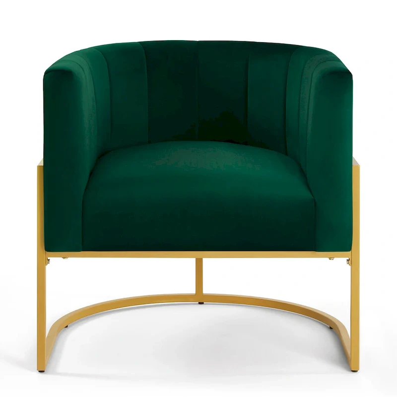 Navy / Black / Cream / Emerald Velvet Accent Chair with Gold Metal Frame – Single