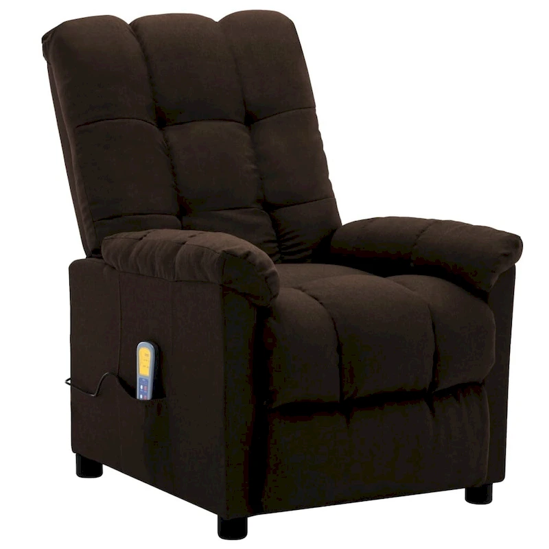 vidaXL Massage Recliner Dark Brown Fabric - 29.1 x 39 x 40.2