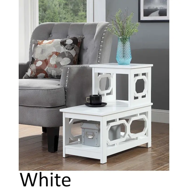 2 Step Chairside End Table - Espresso, White, Black - Multi-Person Use