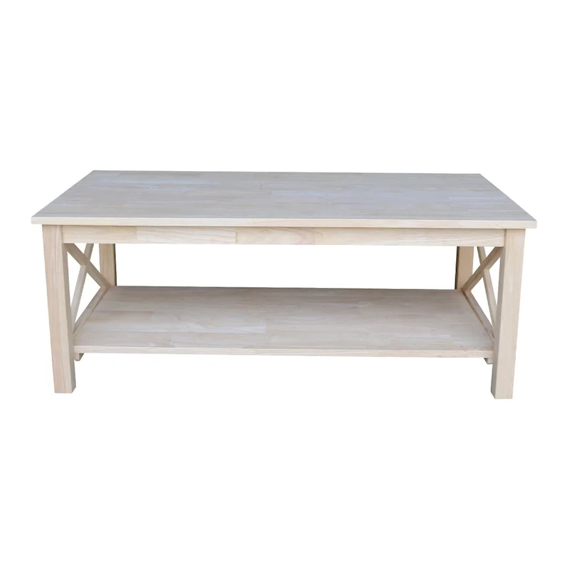 Solid Hardwood Coffee Table - Unfinished, White, Washed Gray Taupe, Espresso - Multi-Person Use