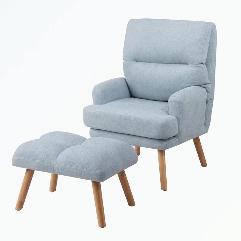 Accent Chair with Ottoman Set, with Adjustable Backrest