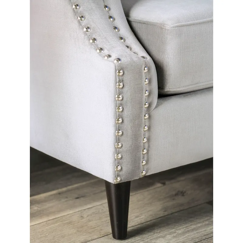 Nall Transitional Fabric Upholstered Tufted Back Tuxedo Arms Sofa by Furniture of America