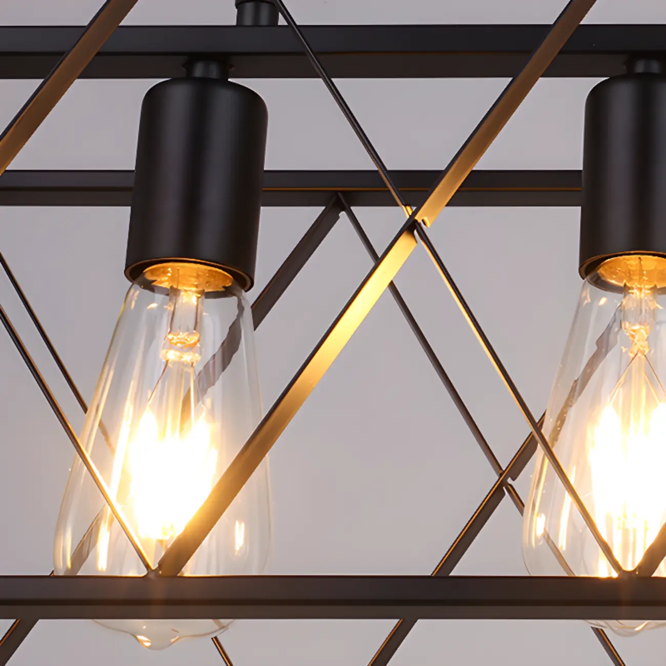 Industrial Black Metal Rectangle Kitchen Island Light