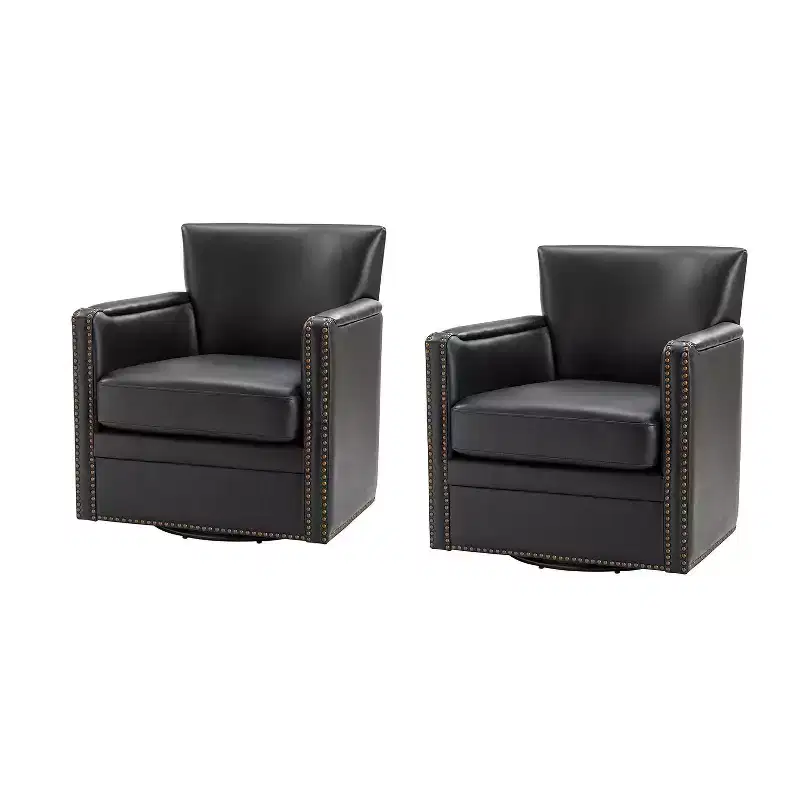 Gabino 29 Wide Genuine Leather Swivel Chair Set of 2| ART OF LIVING DESIGNS
