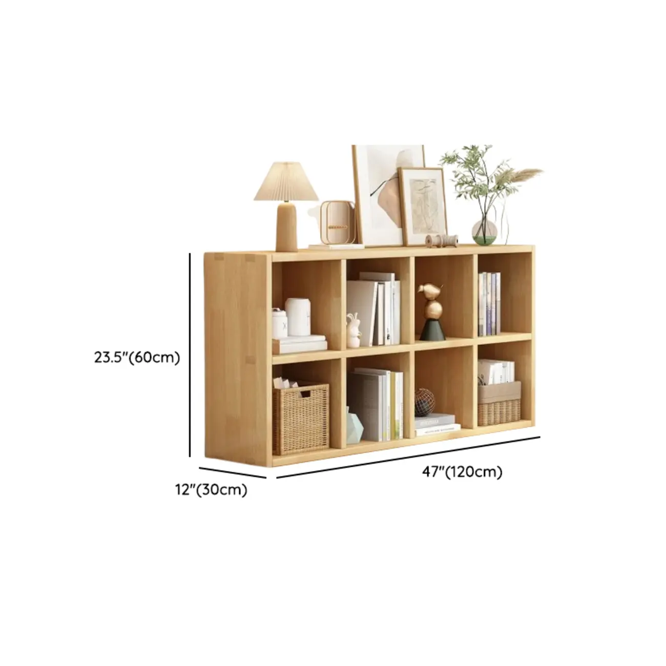Modern Oak Bookcase Spacious Shelves Multi-Cabinets