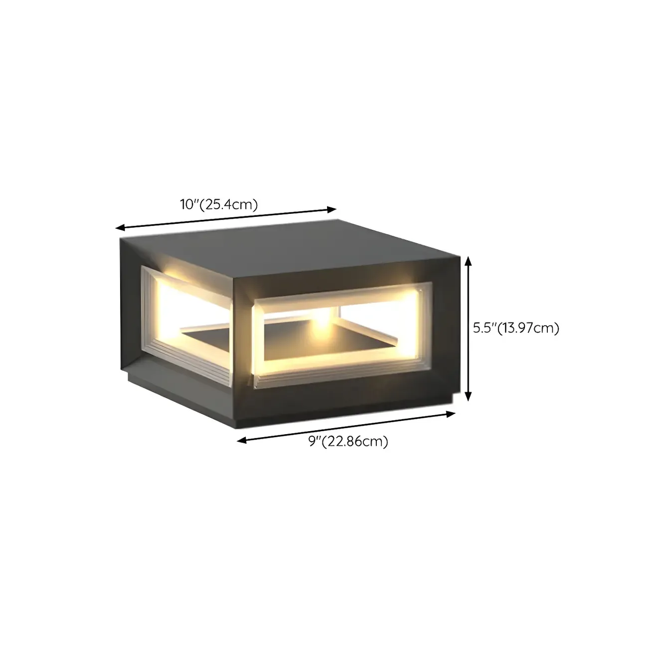 Modern Metal Black Geometric LED Post Cap Light