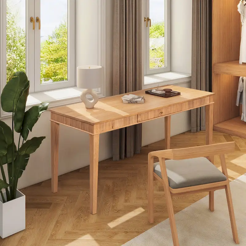 Dumont 63 Fluted Rubberwood Home Office Desk