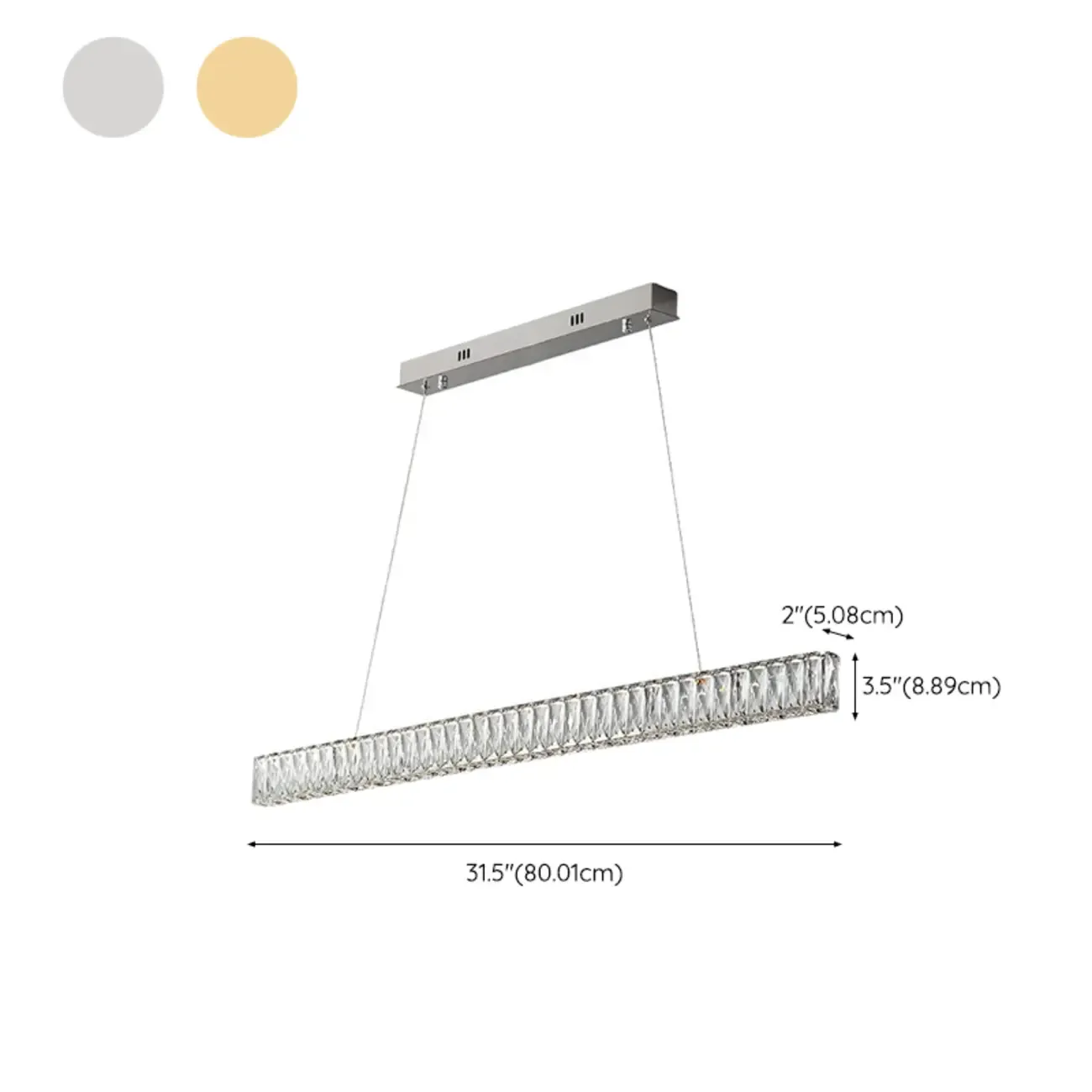 Rectangle Crystal Kitchen Island Pendant Light Dimmable LED