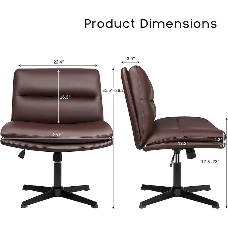 Criss Cross Chair Armless Office Desk Chair No Wheels,PU Leather Padded Modern Swivel Vanity Chair office chair