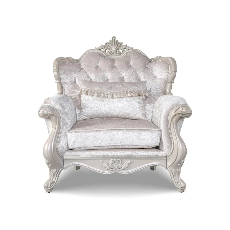 Furniture of America Clarissa Traditional Arm Chair with Button Tufted Back and Accent Pillow