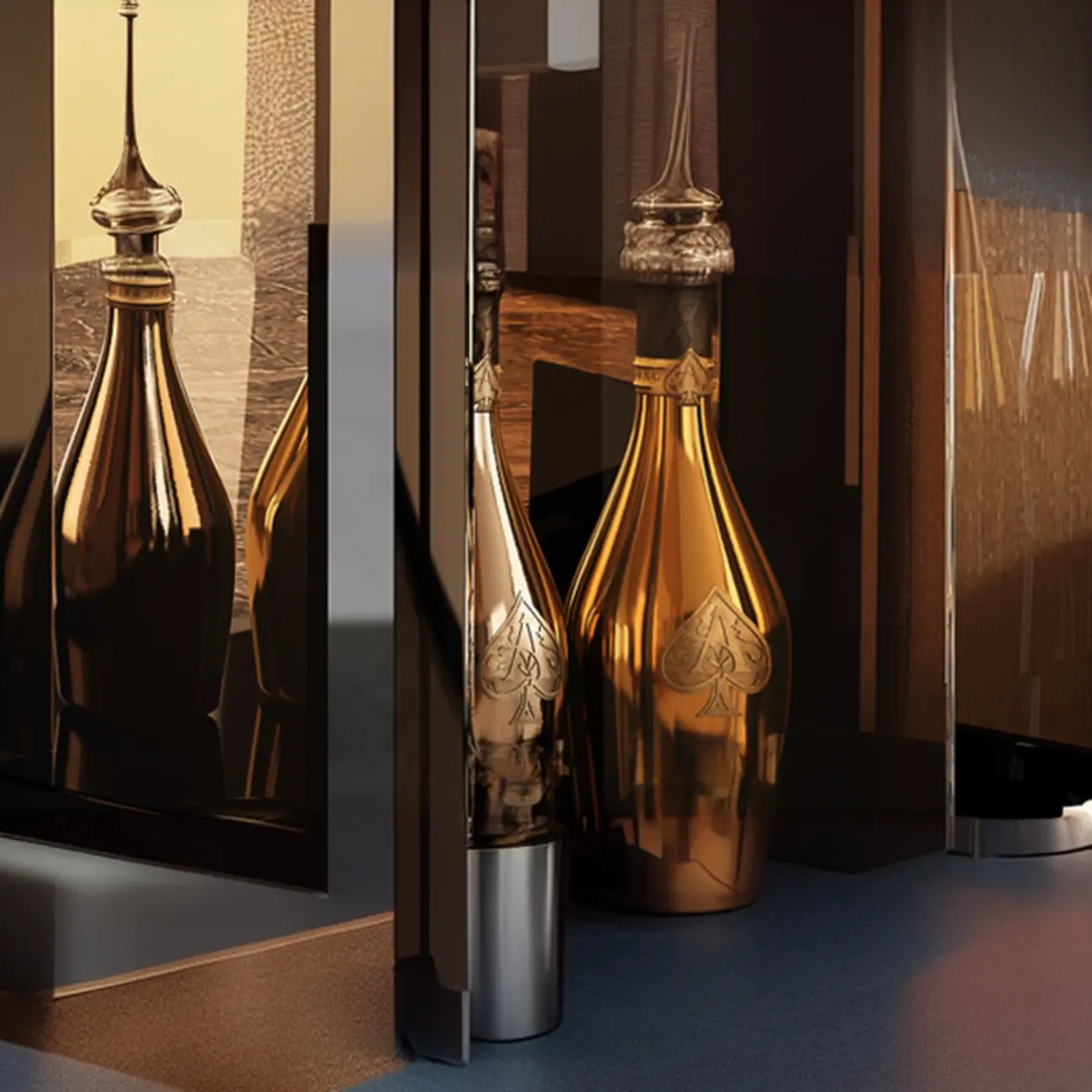 Elegant Black Gold Legs Glass Display Cabinet