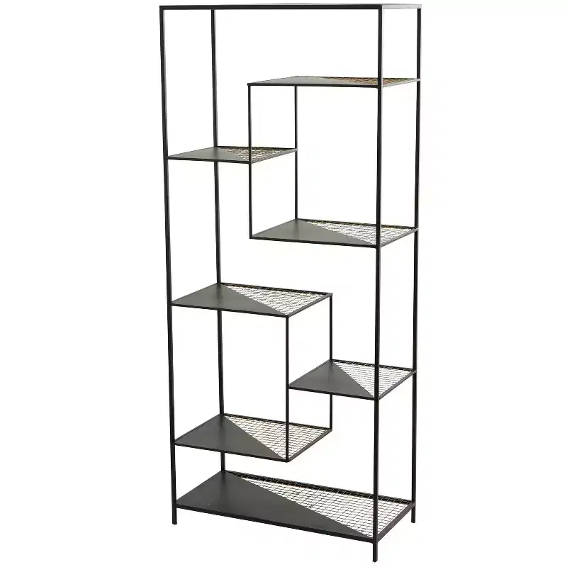 56" Industrial Metal Shelving Unit Black - Olivia & May: 8-Tier Storage, No Assembly Required