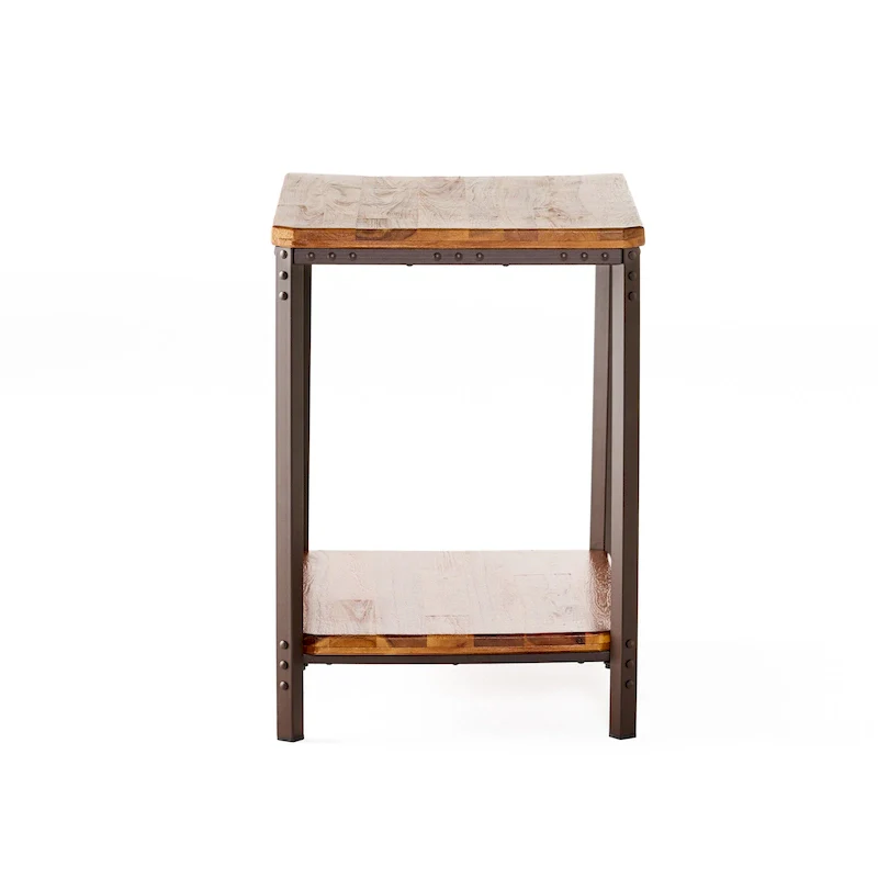 Ronan Wood Rustic Metal End Table by Christopher Knight Home