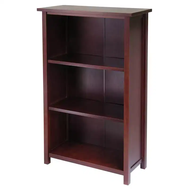 7pc 42.99" Verona Set Storage Shelf with Folding Fabric Baskets Walnut - Winsome: Mid-Century Modern Cubbies