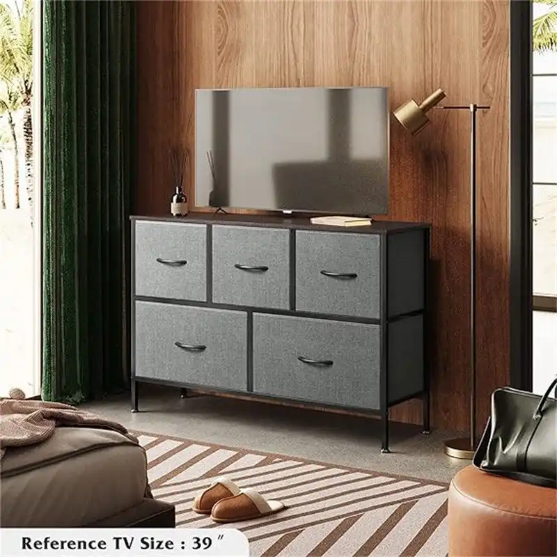 5-Drawer Fabric Dresser with Steel Frame